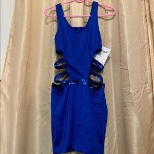 Bodycon Cutout Sequin Cobalt Blue Dress